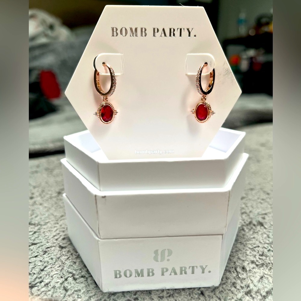 NWT Bomb Party July 2023 Birthday Ruby Earrings